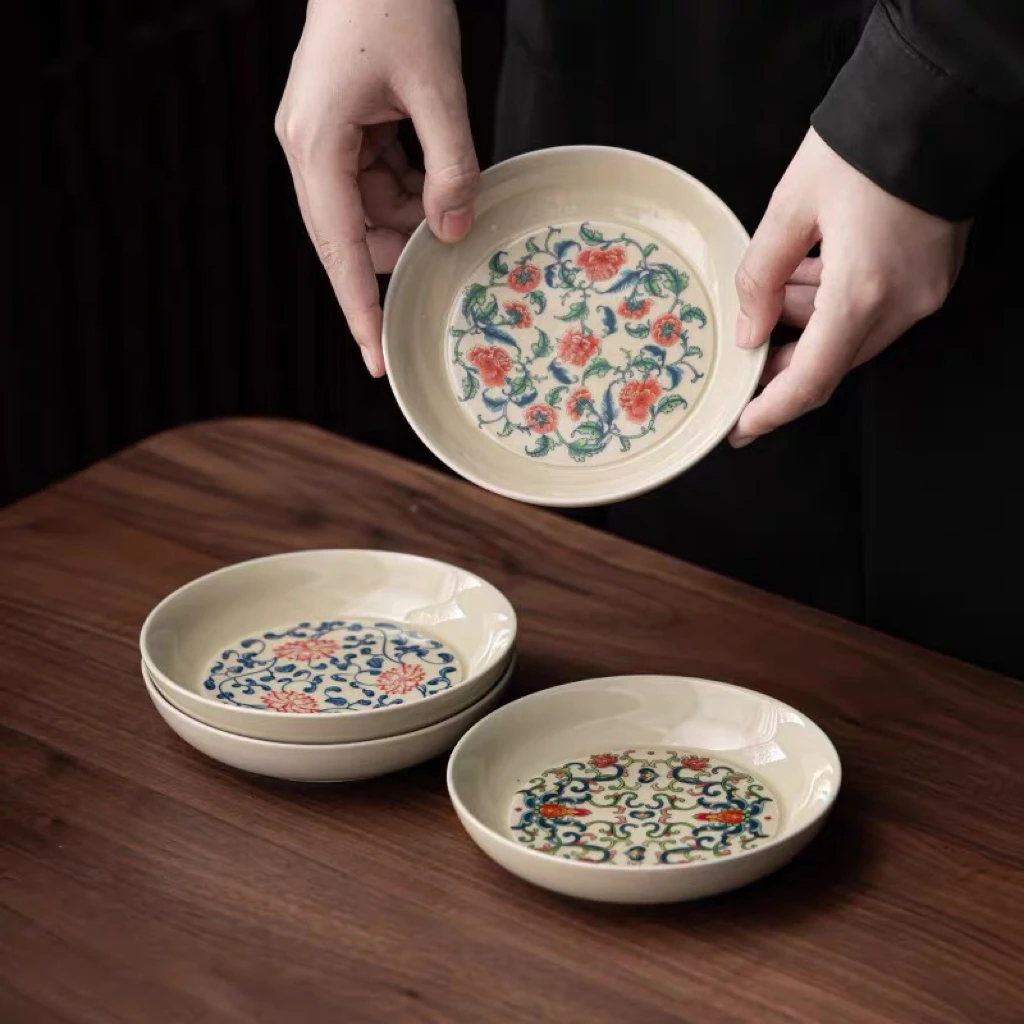 祖奇壶承干泡台复古青花养壶垫茶承壶托陶瓷盖碗底茶点盘功夫茶具