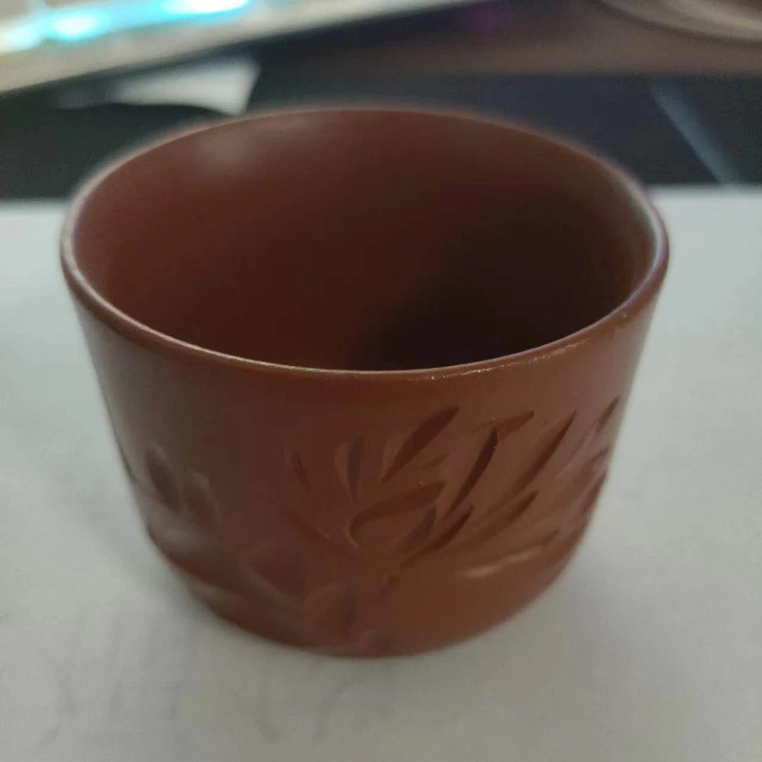 朱泥紫砂主人杯 亮泉底款主人杯陶瓷直口小口杯精美
