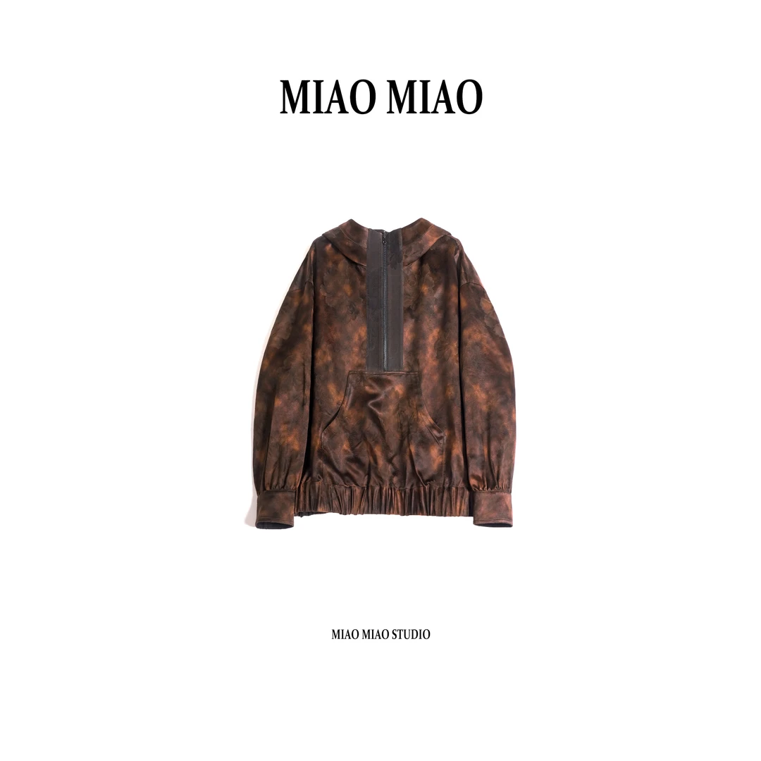 【玉音】淼淼家20313新款秋季双面穿新中式提花老缎香云纱连帽上衣