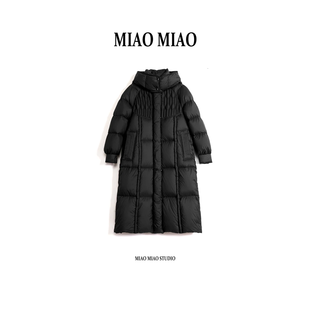 【白天鹅·攸芷】淼淼家BL827冬季90白鹅绒保暖百搭连帽长款鹅绒服