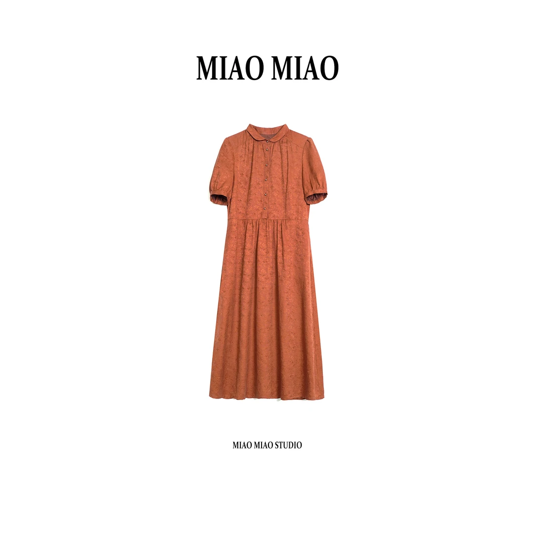 【东厢月】淼淼家151-1重工花萝6A丝双色香云纱连衣裙气质国风时尚