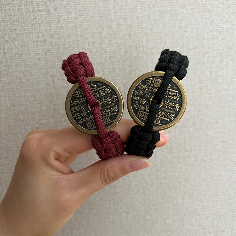 黄铜手链 蛇年山鬼花钱手链手工编织时尚简约百搭古风道系手绳