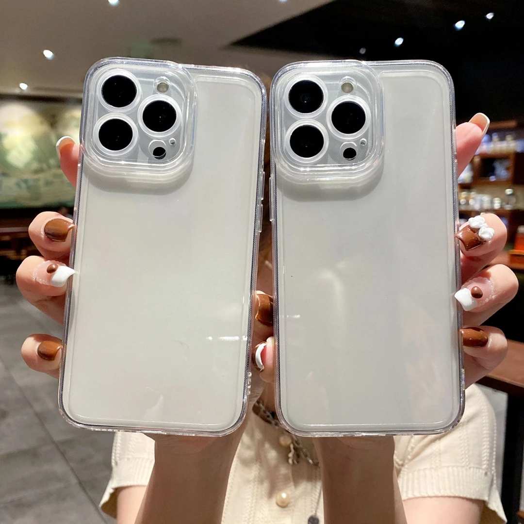 透明直边适用苹果15/13ProMax手机壳TPU软iphone11简约全包保护套