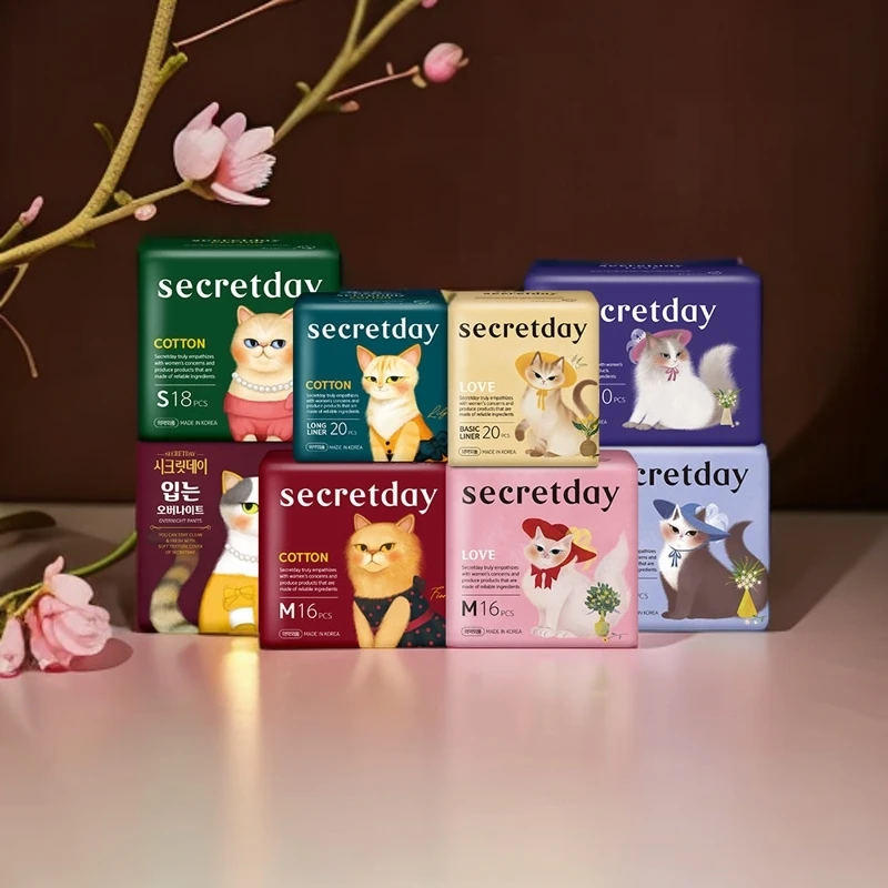 韩国秘语时光卫生巾超薄护垫纯棉透气日用夜用姨妈巾亲肤3包组合