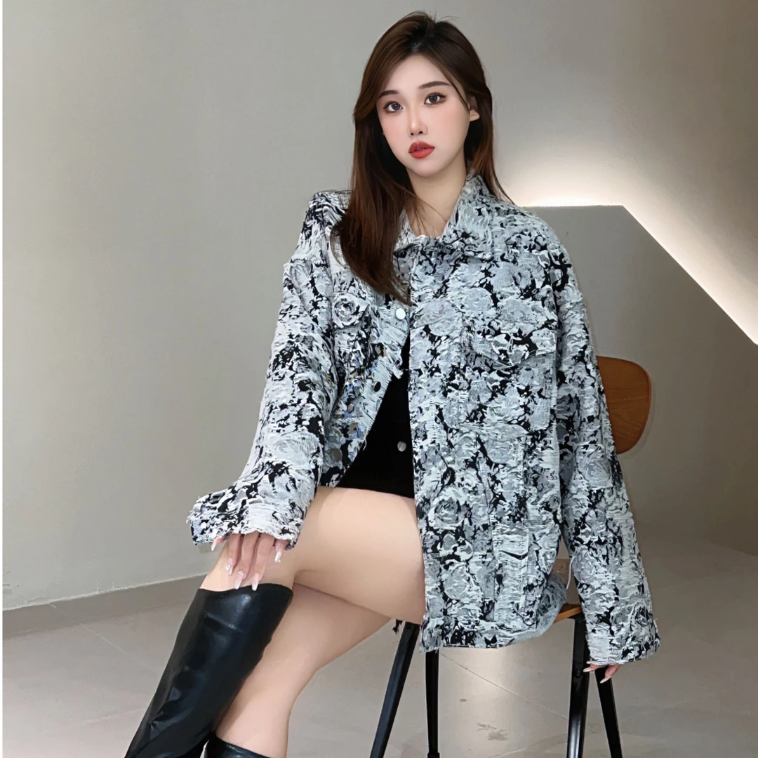 2024 KISS ME【深海星空】宽松显瘦轻奢高街翻领衬衫夹克男女外套