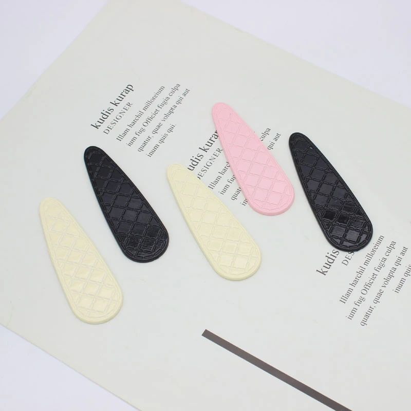 1162亮漆格子大号水滴长条发夹贴片DIY饰品创意片片夹子材料配件