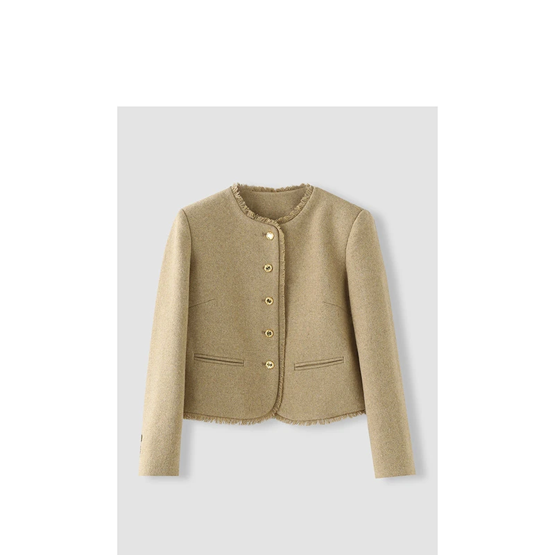 时尚女长袖粗花呢复古秋季短外套设计感短款轻奢宽松型/AXZY011