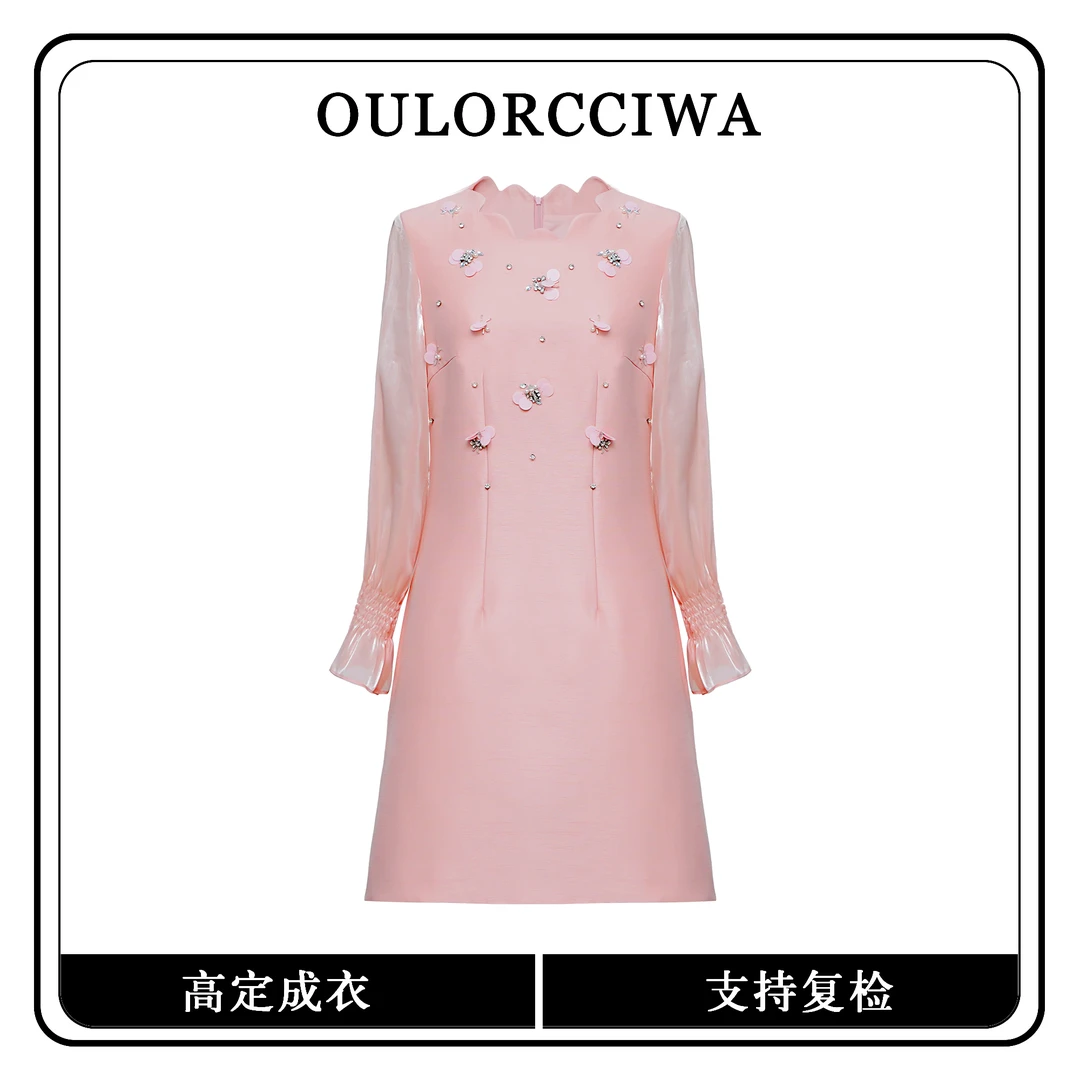 【淼淼】新款女装连衣裙气质时尚收腰印花显瘦A字连衣裙OLQW-409