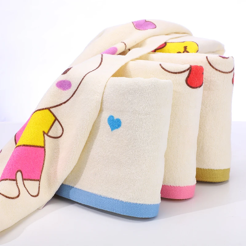 可爱卡通小浴巾学生儿童家用棉柔大毛巾柔软吸水情侣洗澡巾