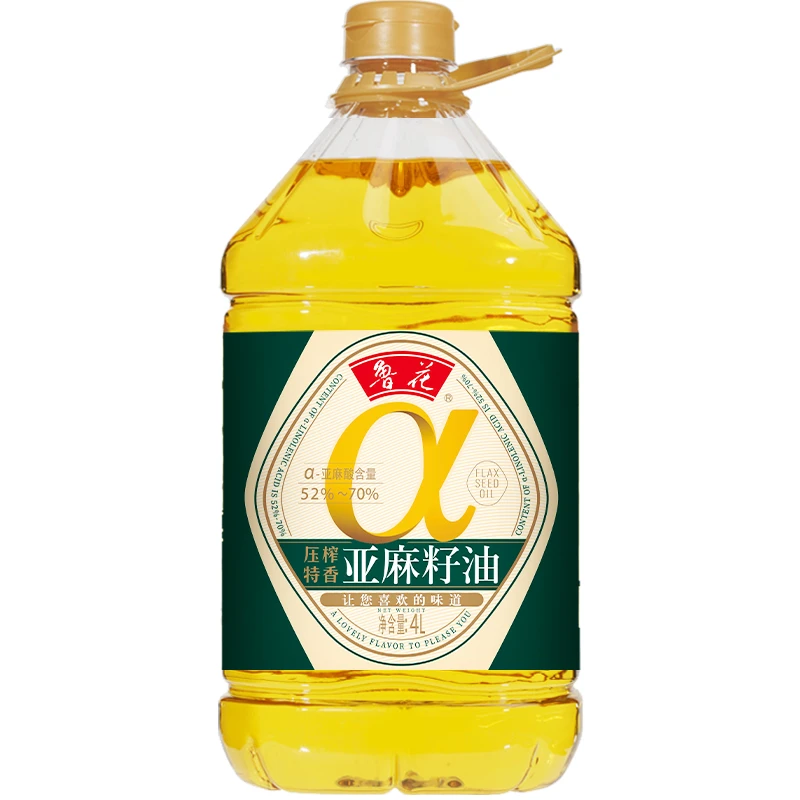 鲁花亚麻籽油4L*1桶 压榨特香纯正健康烹饪食用亚麻酸含量高