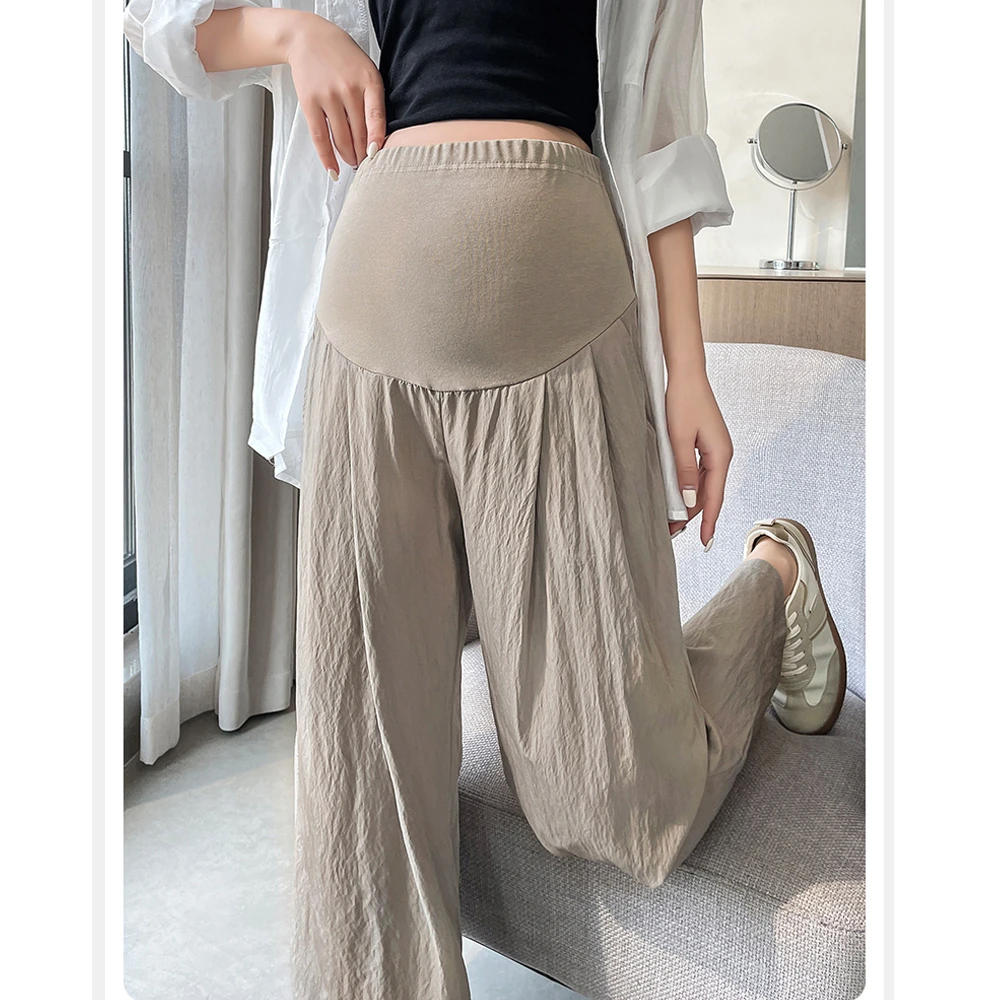 孕妇裤子夏季薄款外穿阔腿裤2024新款直筒裤夏天百搭潮妈托腹长裤