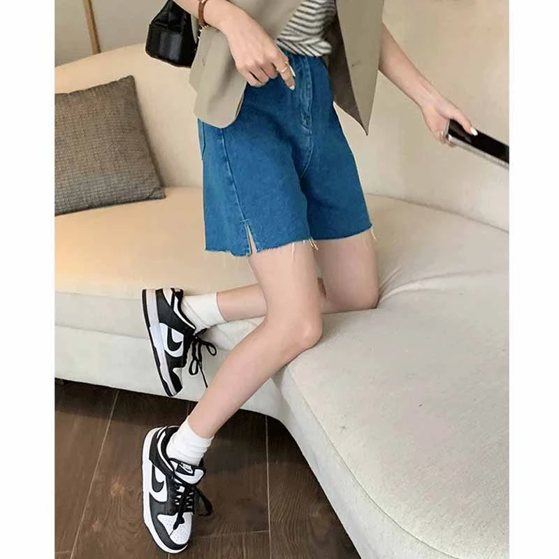 孕妇短裤外穿夏季薄款宽松开叉牛仔裤潮妈显瘦托腹五分休闲阔腿裤