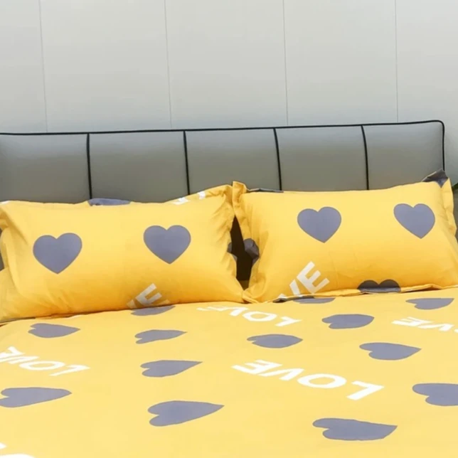精纺高支斜纹面料标准枕套一对48*74柔软亲肤保暖【心愿-黄】