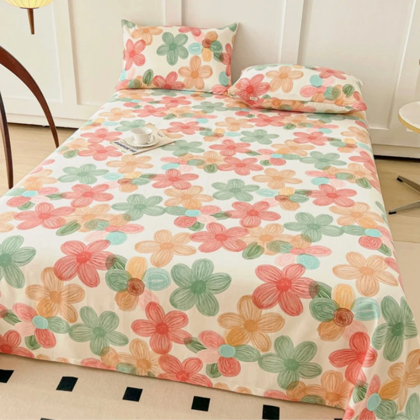 七色堇2.5*2.45斜纹棉布大尺寸床单加密加厚柔软亲肤四季可用