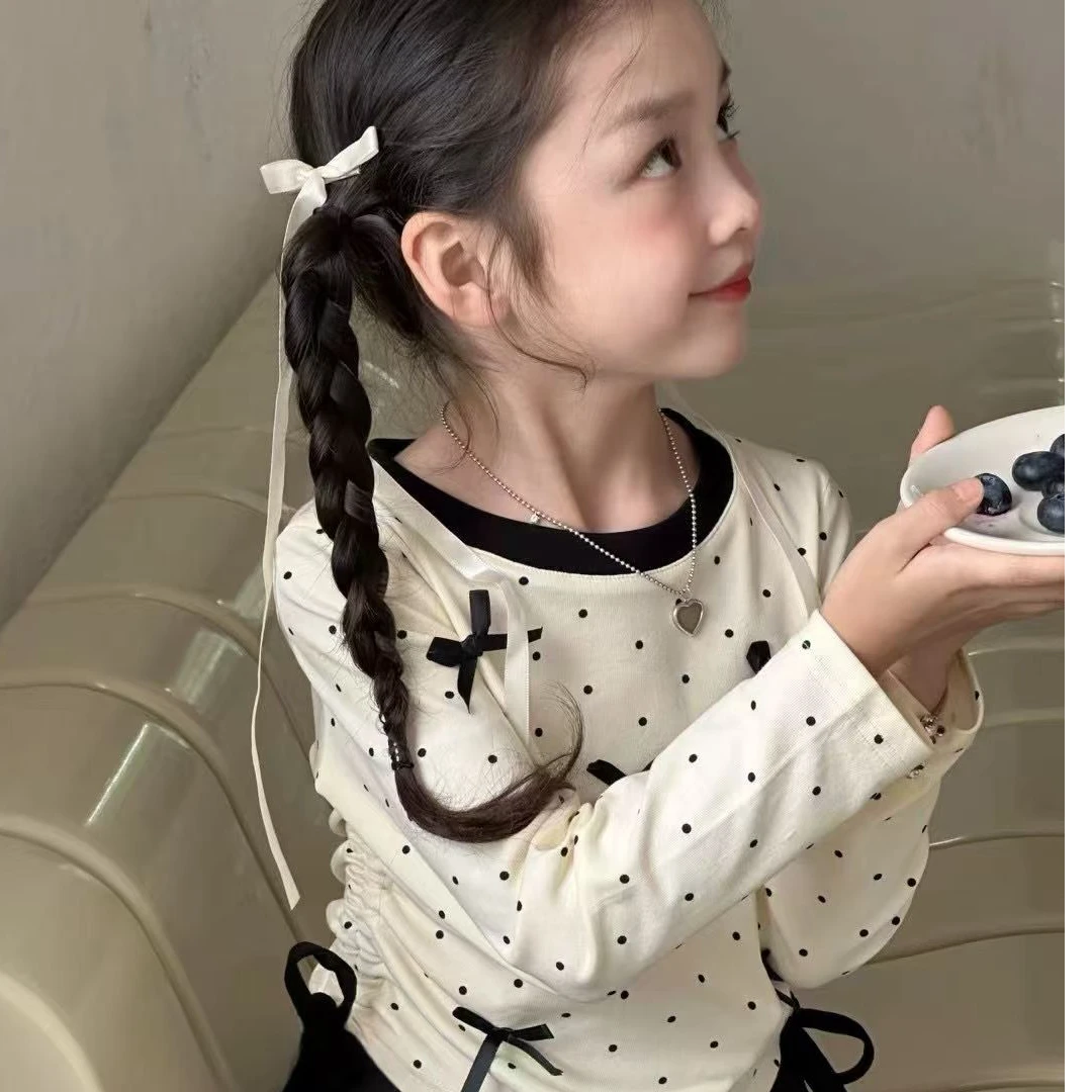 女童春秋打底衣蝴蝶结气质女孩长袖T恤时髦新款洋气潮流儿童长袖