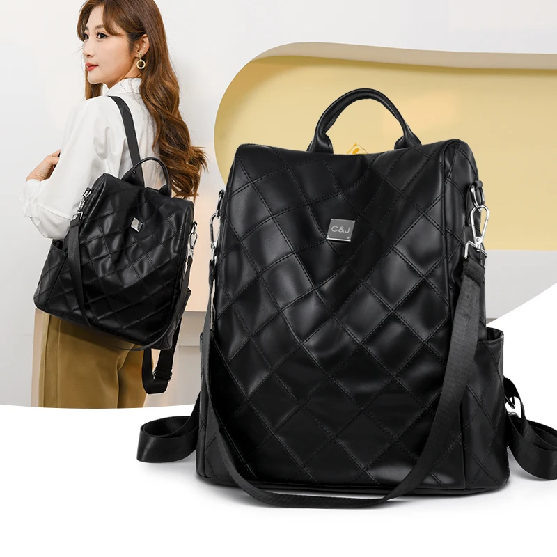 现货【长31高34厚14】新款背开式防盗双肩背包时尚百搭经典901