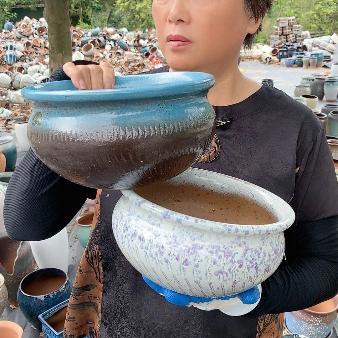 红陶20CM（含）-50CM（不含）口22高12瑕颜色随机