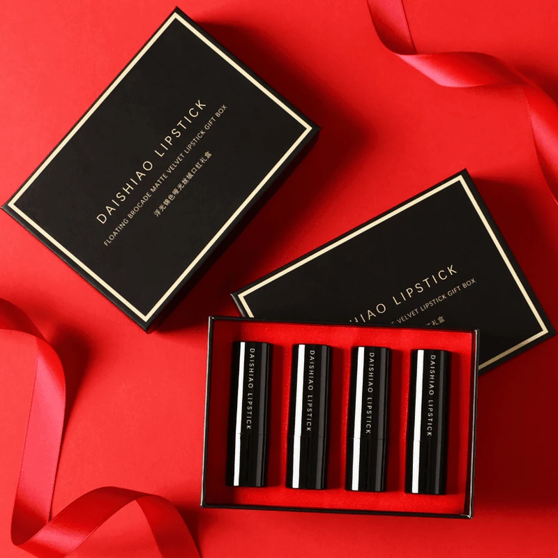 黛诗澳4支浮光锦色保湿柔雾口红雾面唇膏不沾杯套装哑光丝绒礼盒