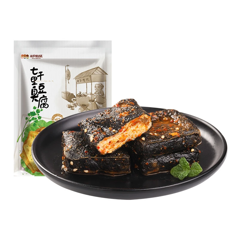 三只松鼠七千里臭豆腐香辣解馋好吃零食小吃素食湖南蒜香味特色TH