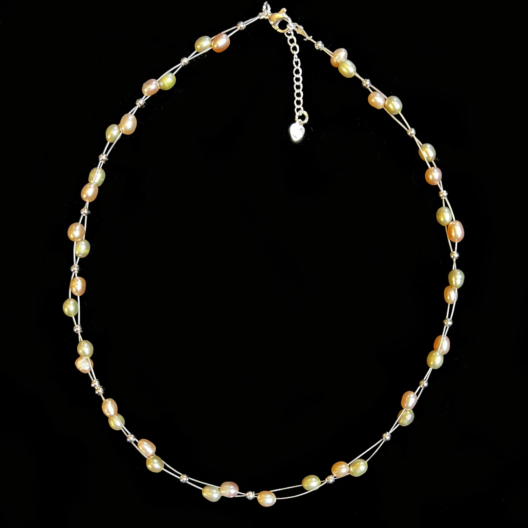 合金项链 轻奢时尚长款彩色混彩手工