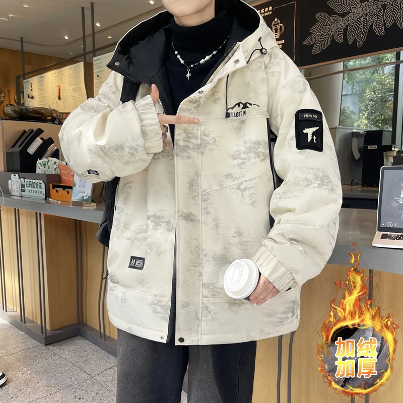 青少年休闲韩版学生秋冬季连帽港风休闲运动潮流男士夹克外套in