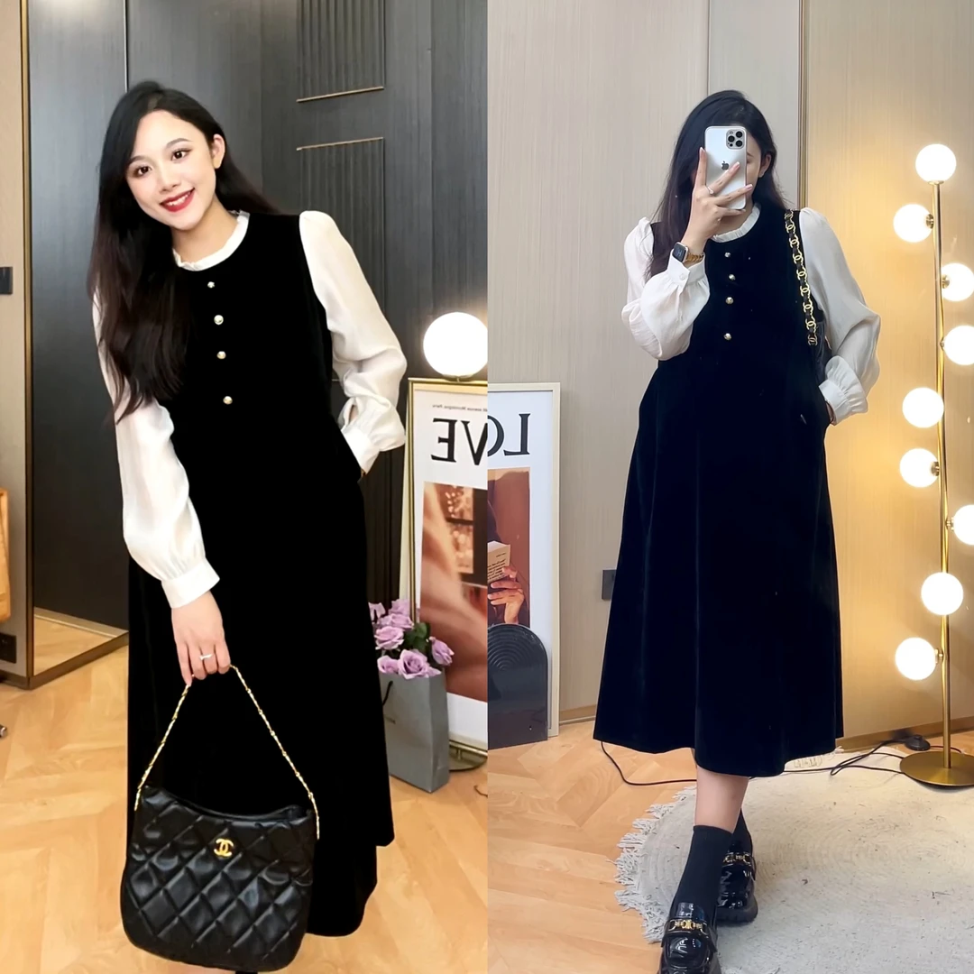 大码女装2023秋冬新款连衣裙74958