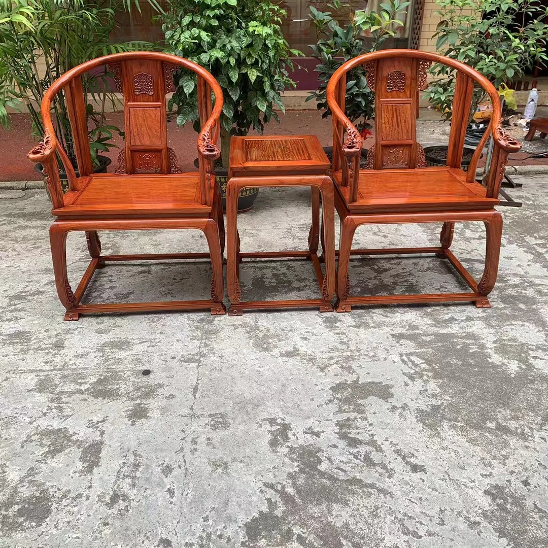 缅甸实木皇宫椅三件套坐板尺寸F61x50x48x98cm