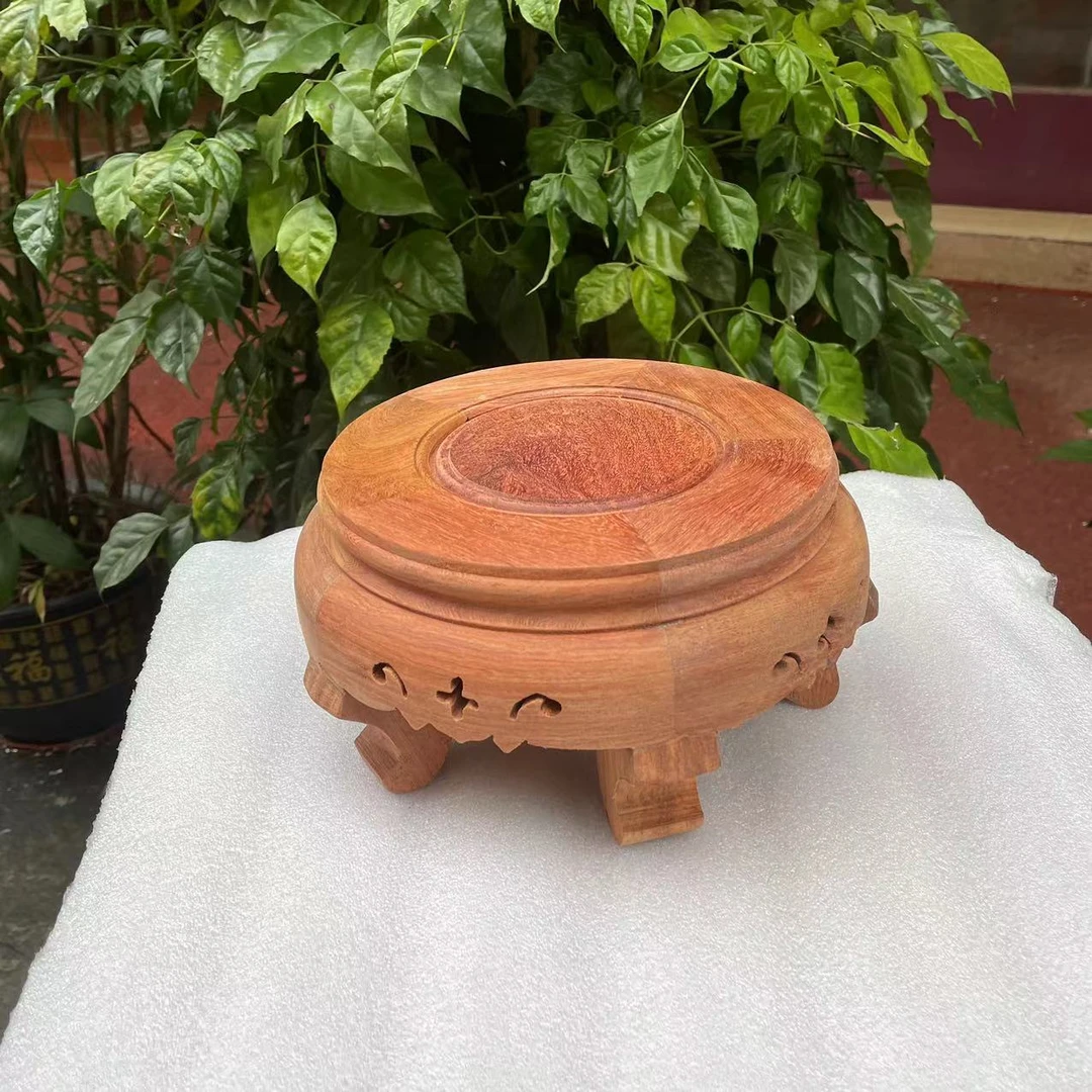 缅甸实木原木色圆底座尺寸宽18高10cm