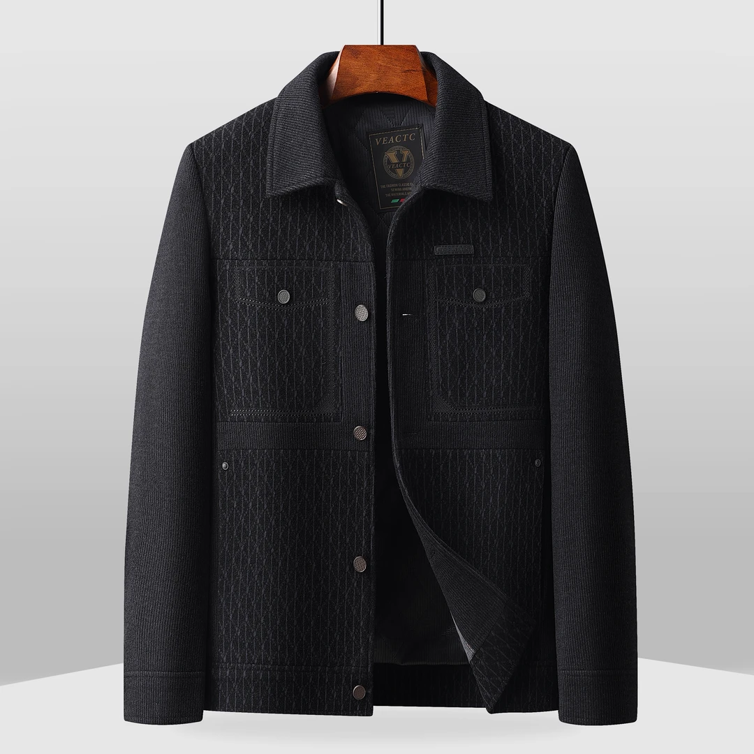 617新款秋冬加棉加厚针织里布莫代尔相拼轻奢高档毛呢外套