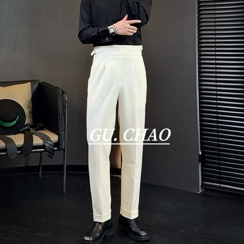 【Gc-古潮】--上新-春夏意式高腰直筒高级感双边扣带修身西裤
