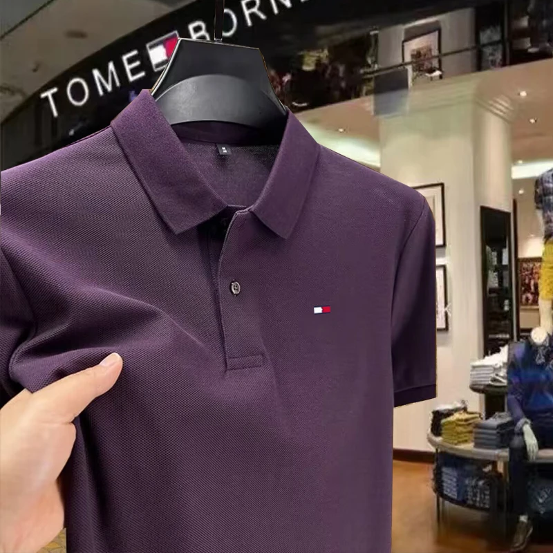 【品牌限购·海外专柜】汤米男士纯棉短袖T恤衫中青年高档刺绣Polo衫