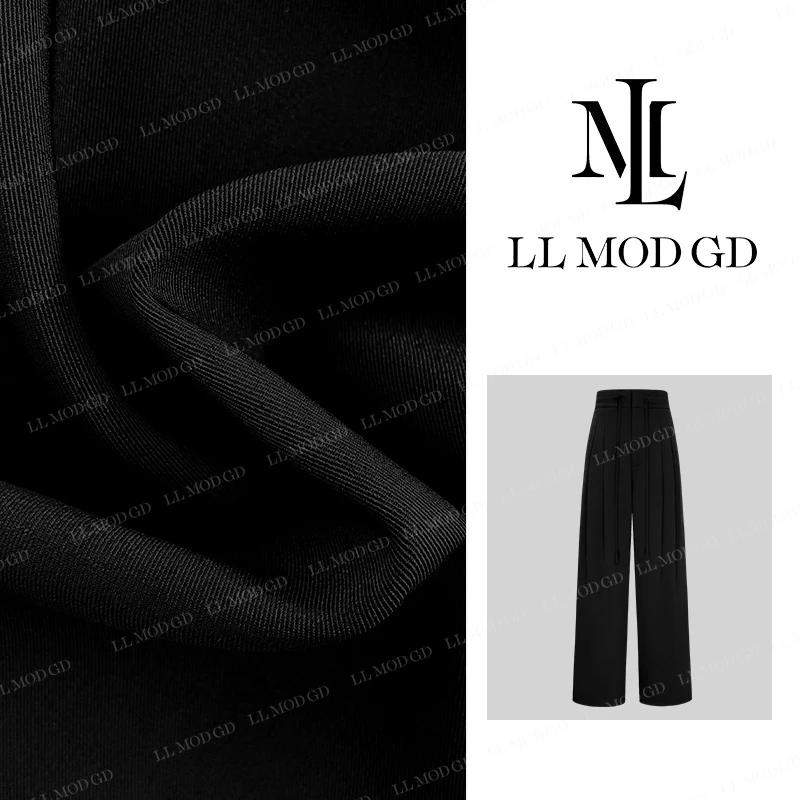 LL·MOD·GD抽绳直筒长裤2024夏季时尚百搭褶皱休闲裤 YL-252291