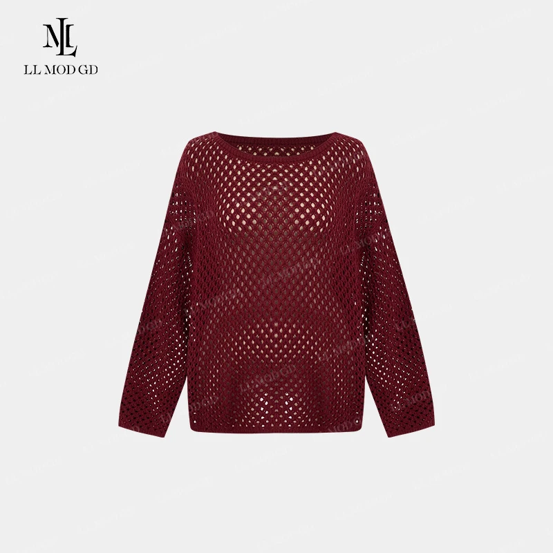LL·MOD·GD极简风纯色针织衫2024早秋镂空设计感百搭上衣MY-252715