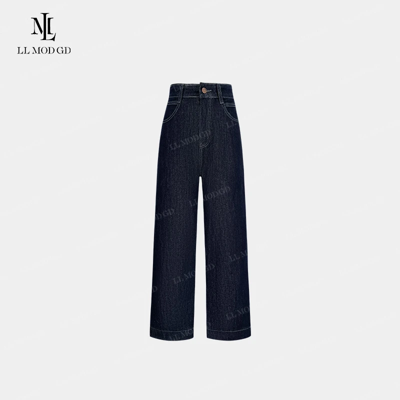 LL·MOD·GD【莉莉家】时尚休闲设计感高腰直筒牛仔裤YL-252852