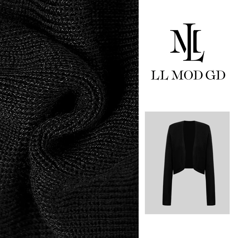 徐媛 秋冬长款百搭纯色打底针织衫女薄款黑色时尚开衫YL-250378