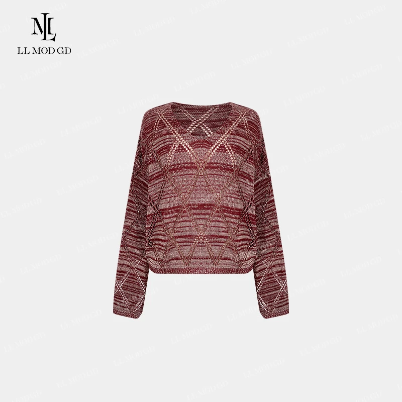 甜辣风针织衫2024早秋几何镂空设计感小众上衣XR-253090