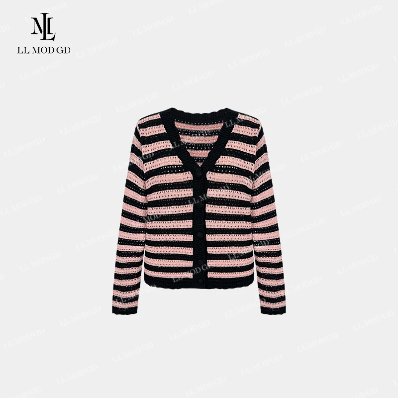 条纹撞色针织衫2024初秋设计感小众上衣LLYL-253204