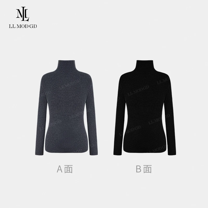 浪漫拼接 高领针织衫女秋季长袖拼色套头秋冬时尚上衣YL-254152