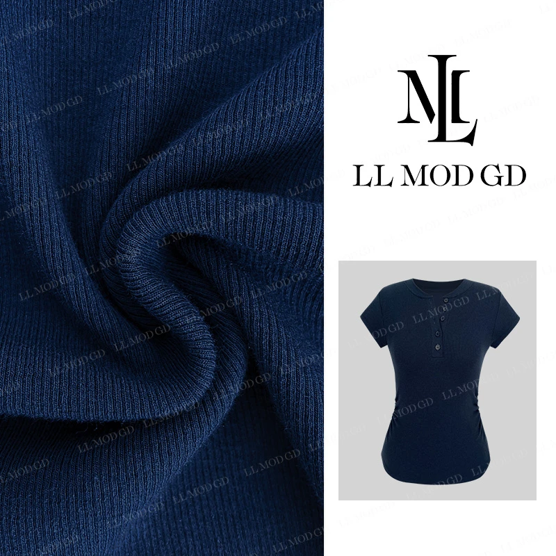 LL·MOD·GD夏装t恤2024新款爆款辣妹褶皱修身短款上衣XR-251904