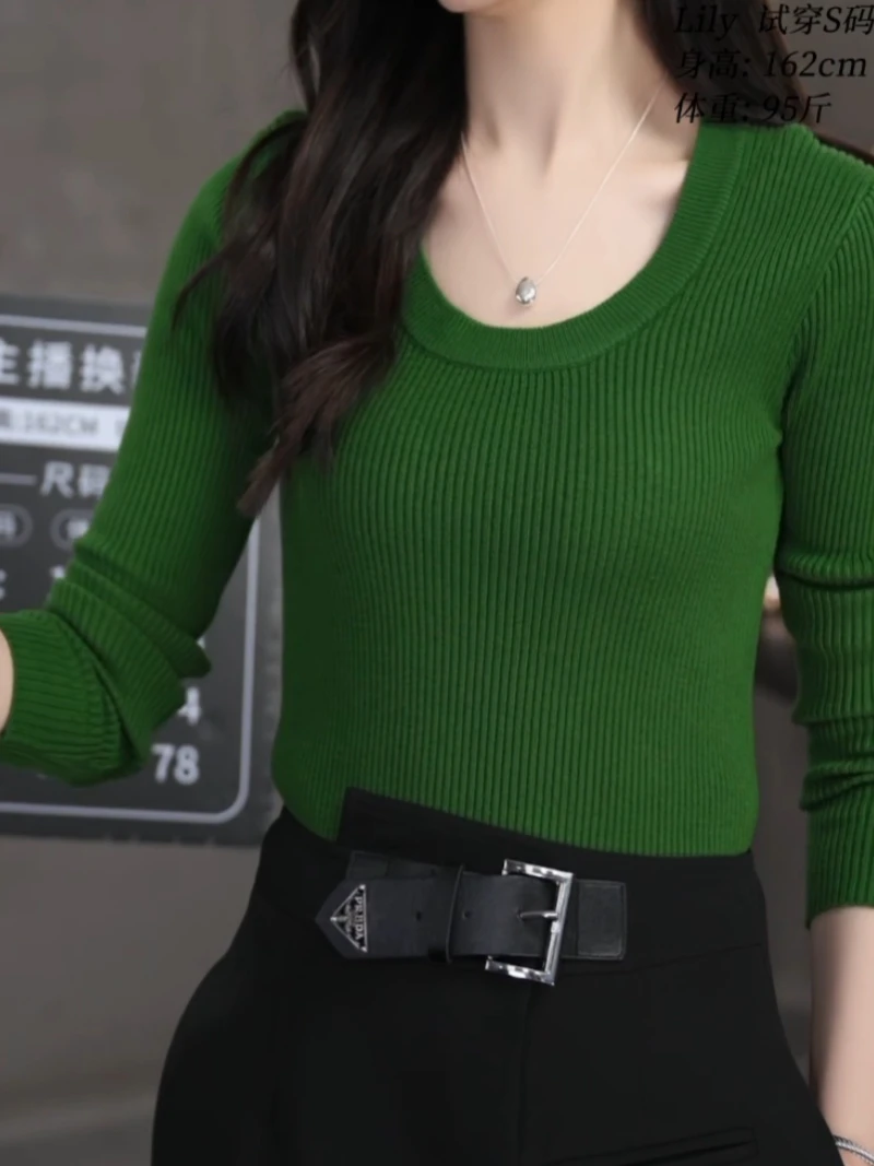 心动降临  长袖针织衫女春季纯色修身百搭打底上衣LLYL-253325