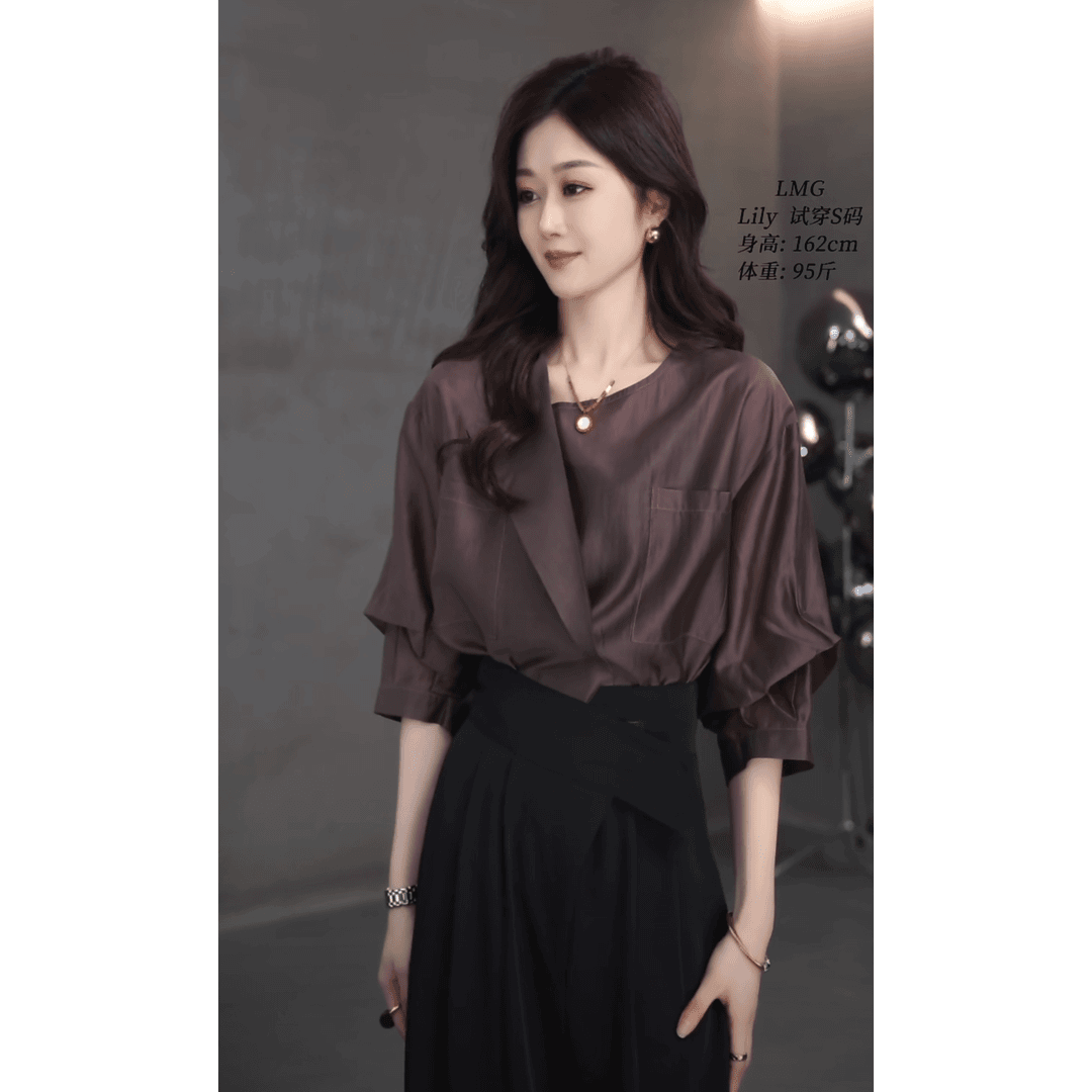 （L）LL·MOD·GD独特领口衬衣2024时尚小众上衣YL-251983