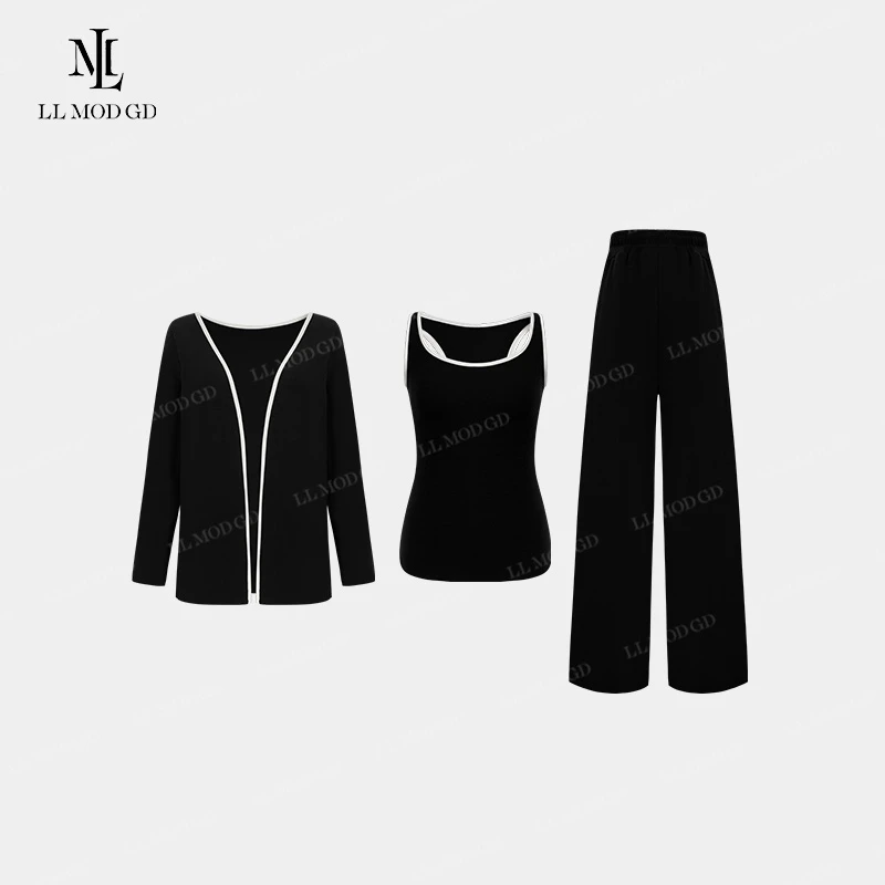 LL·MOD·GD2024早秋吊带背心开衫+休闲裤气质时尚三件套XR-253119