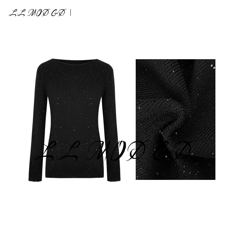 来自星星 长袖圆领针织衫秋冬女款修身纯色百搭打底上衣RJ-250166