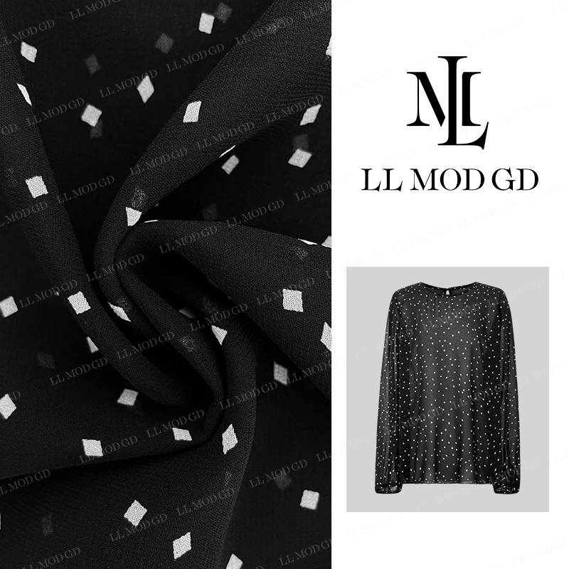 【莉莉家】时尚气质长袖圆点打底圆领显瘦宽松上衣YL-252344