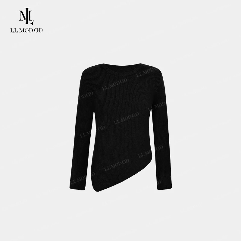 LL·MOD·GD纯色不规则下摆针织衫2024早秋时尚气质上衣LLYL-253326