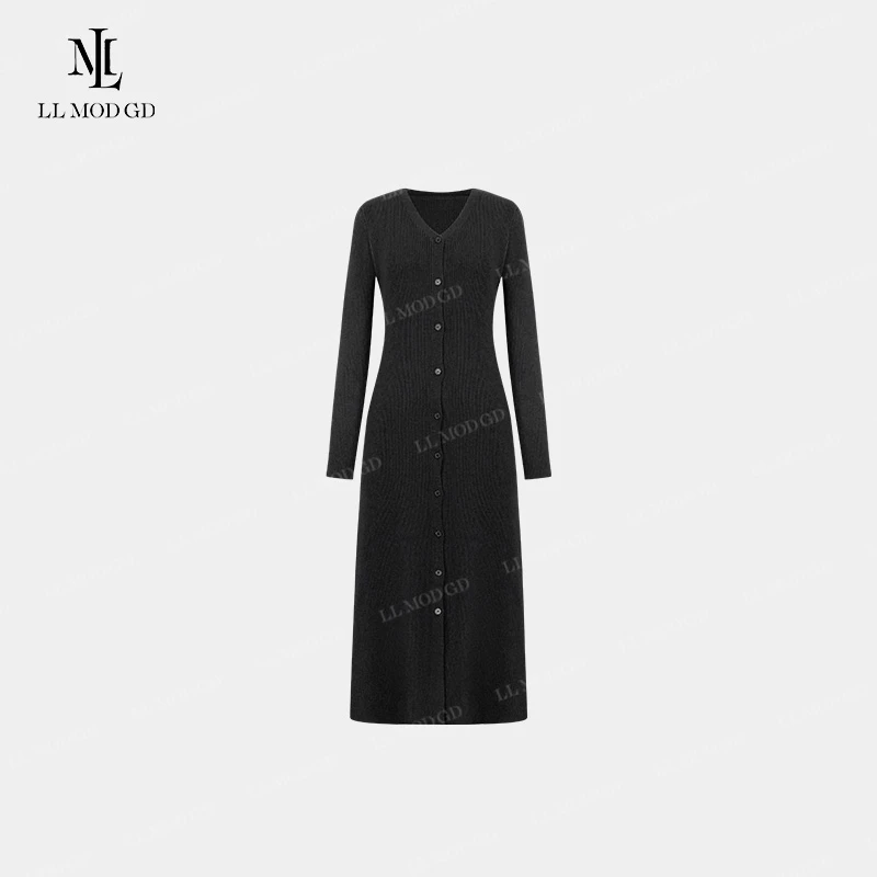 LL·MOD·GD纯色中长款针织毛衣外套2024早秋暗黑风上衣LL-252670