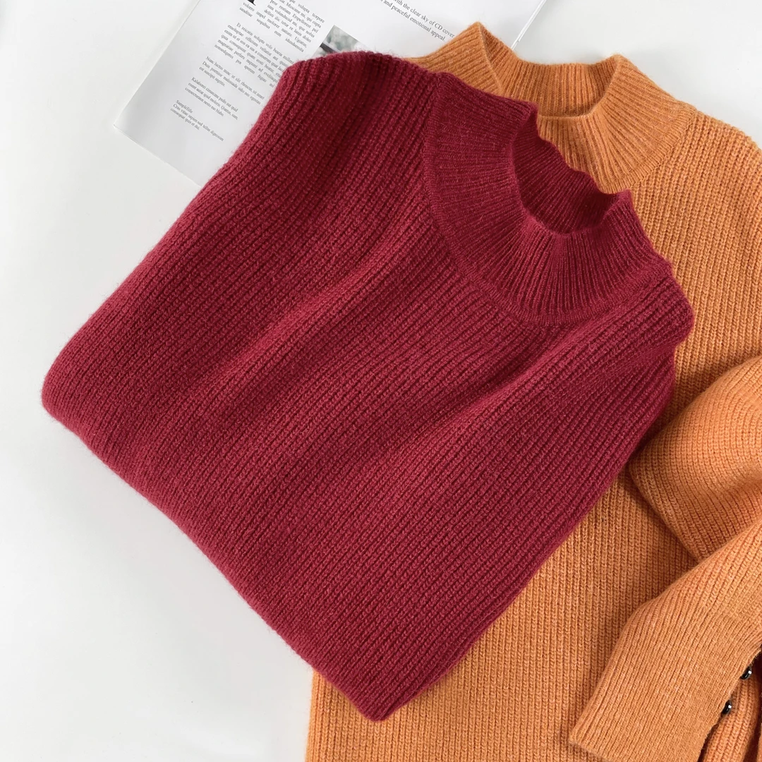 心之归属 时尚半高领套头长袖袖口设计针织毛衣上衣YLXR-253871