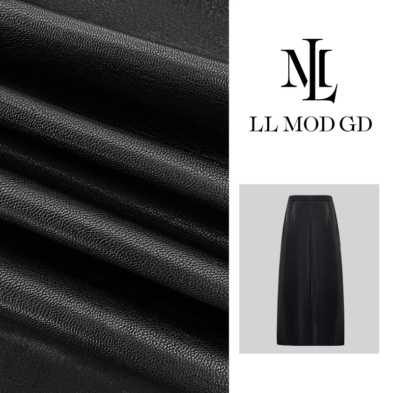 被惊艳到 休闲黑色时尚半身裙女简约宽松高腰秋冬皮裙LL-250011