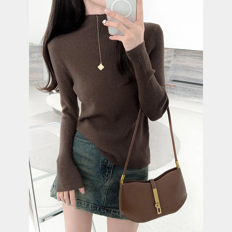 独立的你 秋冬设计感长袖时尚高领针织毛衣上衣CY-253921