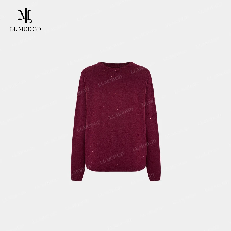 细沙芝士  套头针织毛衣秋季纯色时尚百搭圆领上衣YLXR-253824